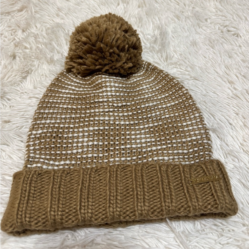 MICHAEL Michael Kors Tan and White Knit Beanie